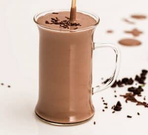 glass of non dairy chocolate shake