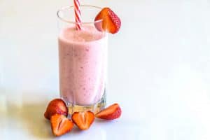 strawberries and strawberry smoothie