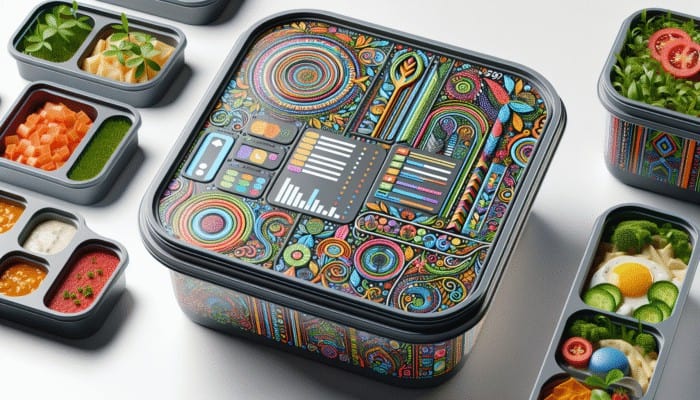 Innovative compostable meal prep containers with creative designs and eco-friendly materials.