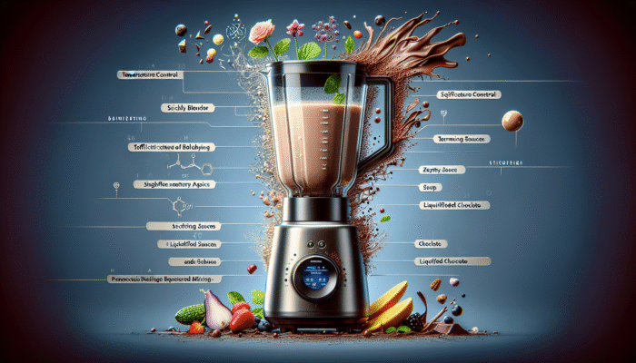 High-end blender with advanced temperature control, blending and heating for soups, sauces, and chocolate.