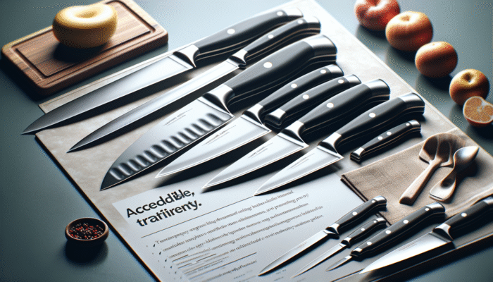 Array of budget-friendly kitchen knives from reputable brands on a sleek countertop, praised by chefs and home cooks.