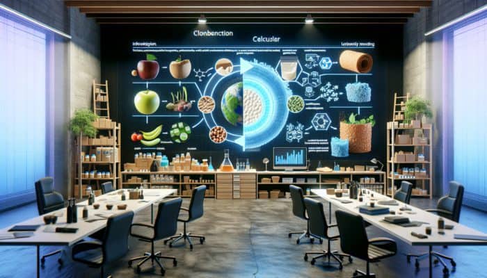 Food waste transformed into vegan leather via fermentation and blending in a lab setting.