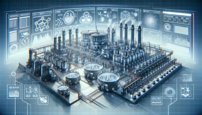 Top Fermentation Trends for 2025: Futuristic factory with automated systems for precise fermentation control, enhancing product quality.