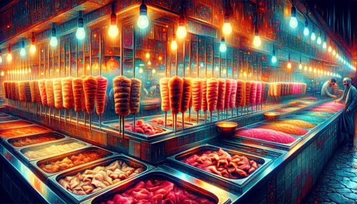 Best Turkish Kebab Recipes for Grilling: Best Turkish Kebab Recipes for Grilling: Marinated lamb and beef cuts at a Turkish market, ready for grilling into flavorful kebabs.