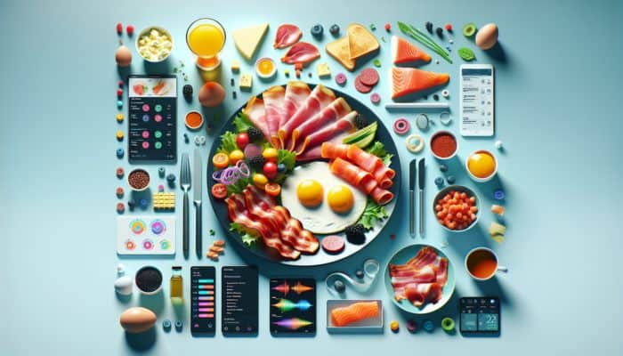 How to Cook Breakfast in 10 Minutes: Scrambled eggs, crispy bacon, smoked salmon, and deli meats on a modern plate for a quick gourmet breakfast.