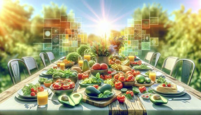 Top Brunch Recipes for Lazy Sundays: A colorful brunch table with ripe avocados, tomatoes, and fresh herbs in sunlight.