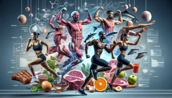 Top High-Protein Breakfasts for Athletes: Athlete training intensely, surrounded by muscle repair visuals and protein-rich foods.